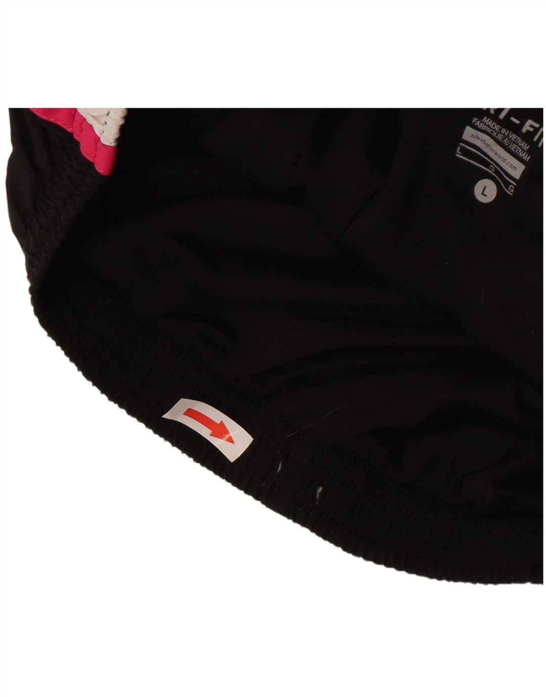 Damskie spodenki sportowe Nike Dri Fit UK 14, duży czarny poliester z blokami kolorów