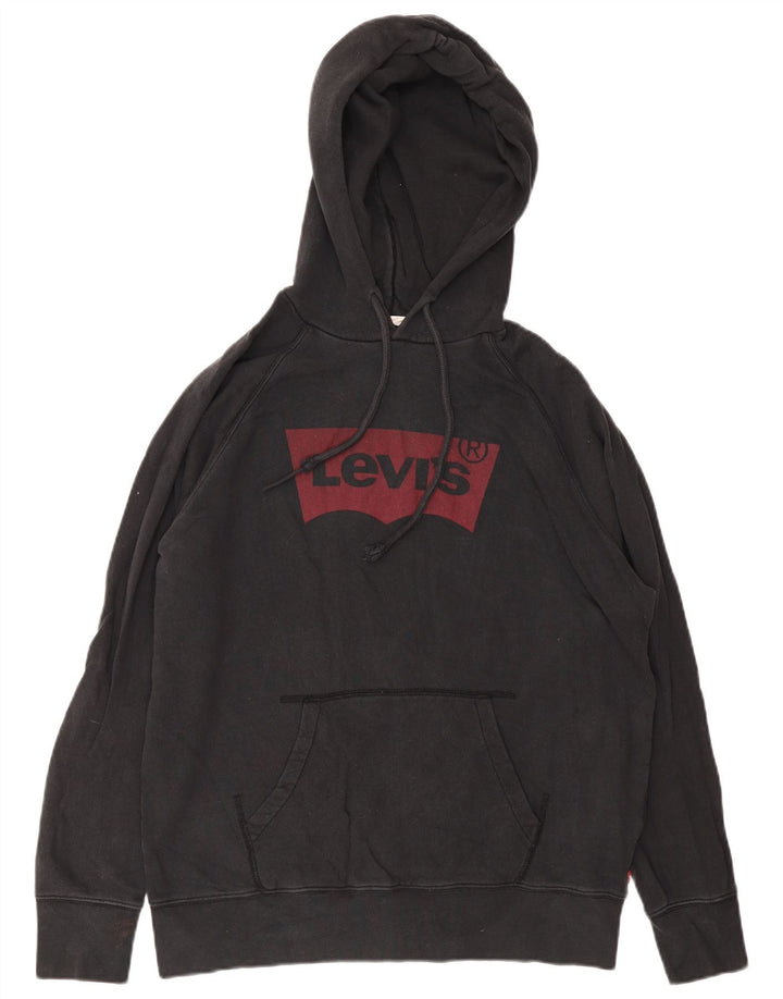Męski sweter z kapturem z grafiką Levi's, średni czarny, bawełniany
