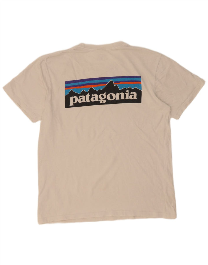 Męska koszulka Patagonia o regularnym kroju z grafiką, średnia biała bawełna