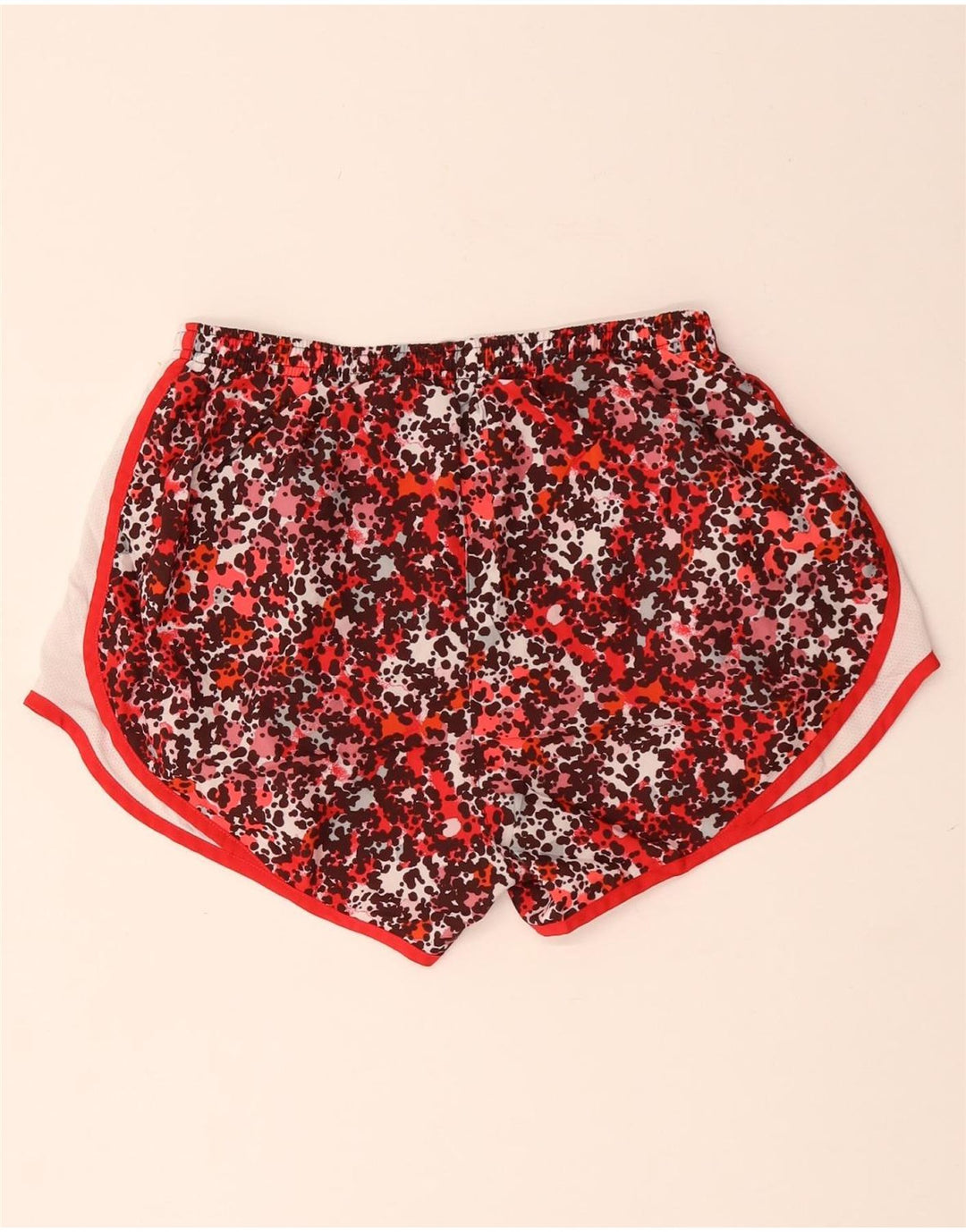 Damskie spodenki sportowe NIKE Dri Fit UK 14, średni czerwony, poliestrowy nadruk zwierzęcy