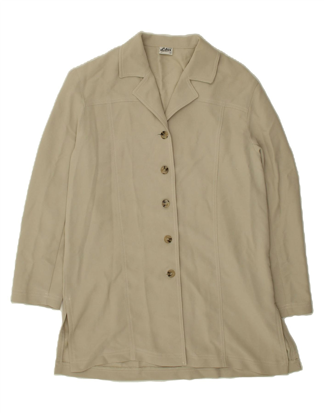 LIBRA Womens Overcoat UK 10 Small Beige Polyester Vintage Libra and Second-Hand Libra from Messina Hembry 