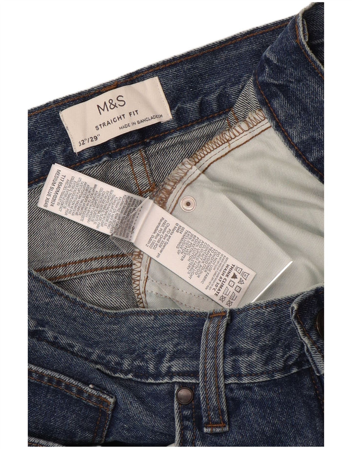 Marks & Spencer Męskie proste dżinsy W32 L29 Niebieskie bawełniane