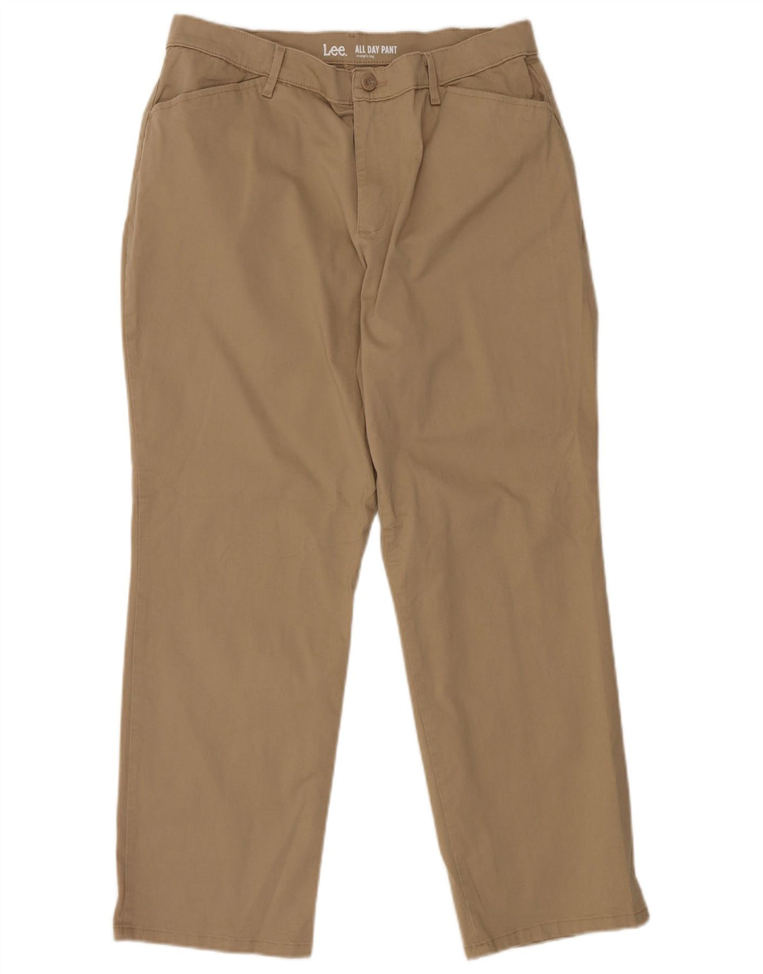 Damskie proste spodnie LEE US 14 XL W34 L28 Brązowa bawełna