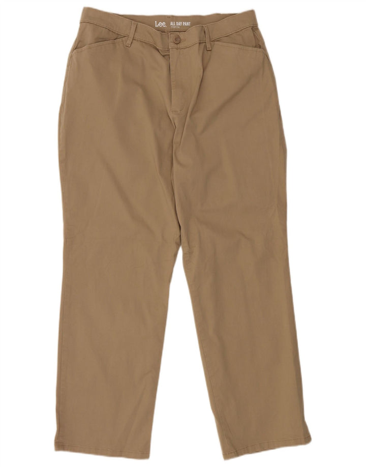 Damskie proste spodnie LEE US 14 XL W34 L28 Brązowa bawełna