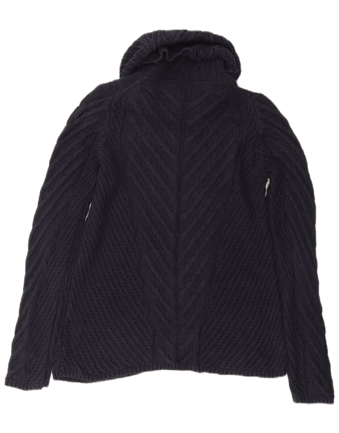 MASSIMO DUTTI Womens Roll Neck Jumper Sweater UK 10 Small Navy Blue Cotton