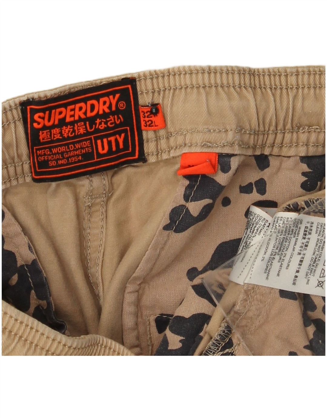 Męskie proste spodnie cargo SUPERDRY W32 L29 Beżowa bawełna