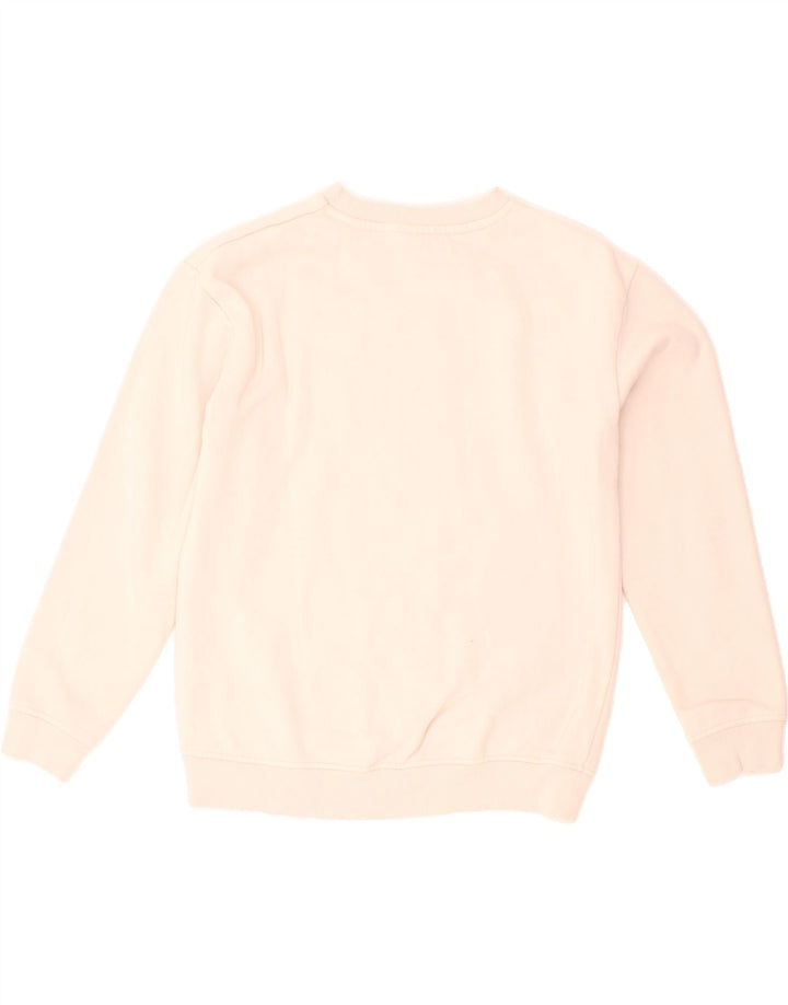 ELLESSE Womens Graphic Sweatshirt Jumper UK 10 Small Beige Cotton Vintage Ellesse and Second-Hand Ellesse from Messina Hembry 