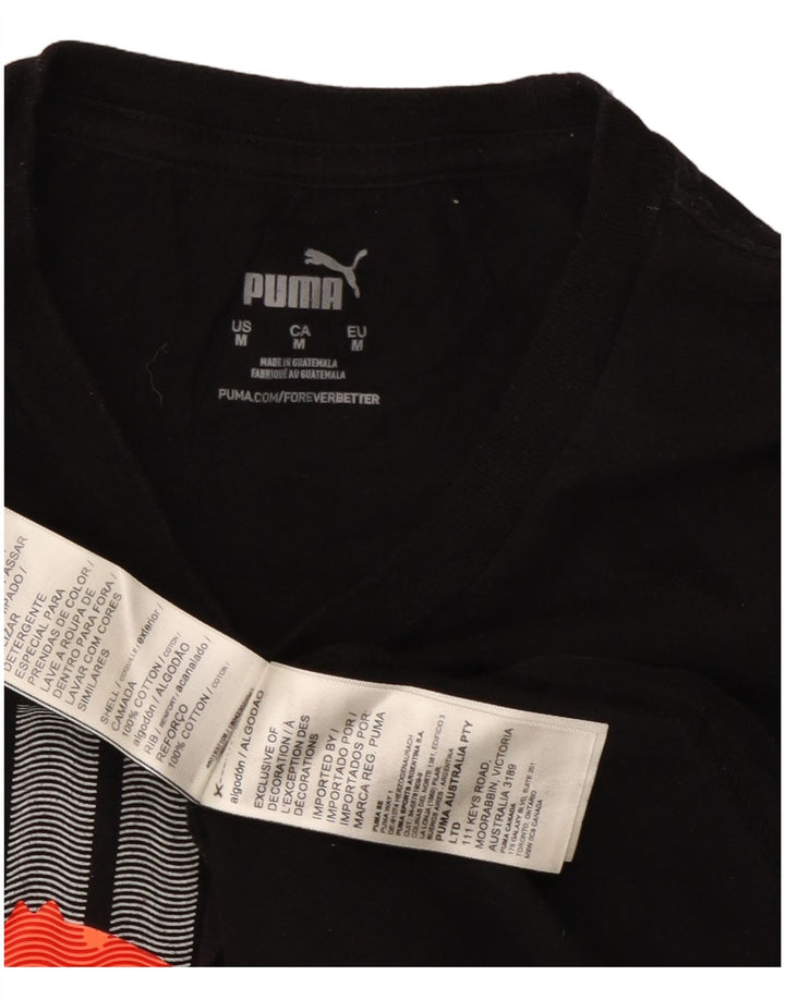 Męska koszulka z grafiką PUMA, średnia czarna bawełna