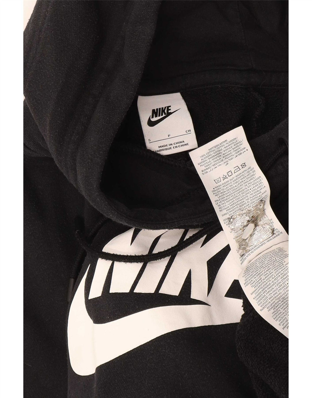 Męski sweter z kapturem Nike z grafiką, mały, czarny, bawełniany