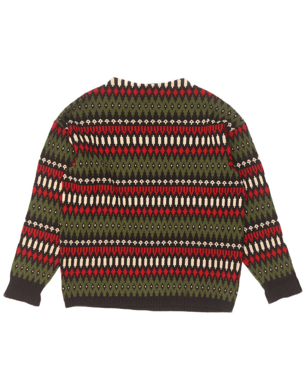 Męski sweter Geyer z dekoltem w łódkę IT 46 Small Green Fair Isle