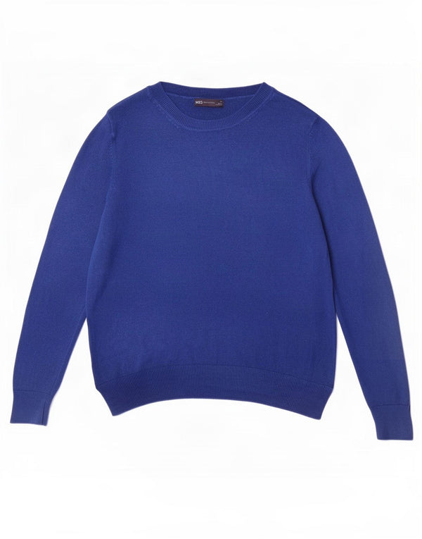 Marks & Spencer Damski sweter z dekoltem w łódkę UK 12 Średni niebieski akryl