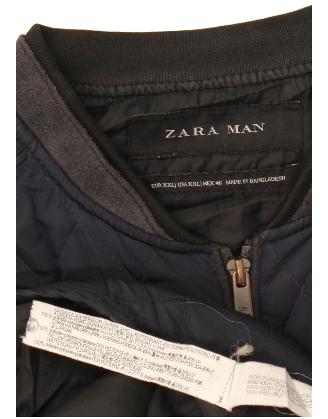 Męska pikowana kamizelka Zara UK 44 2XL Granatowy poliester