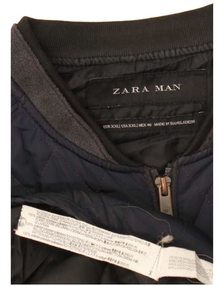 Męska pikowana kamizelka Zara UK 44 2XL Granatowy poliester