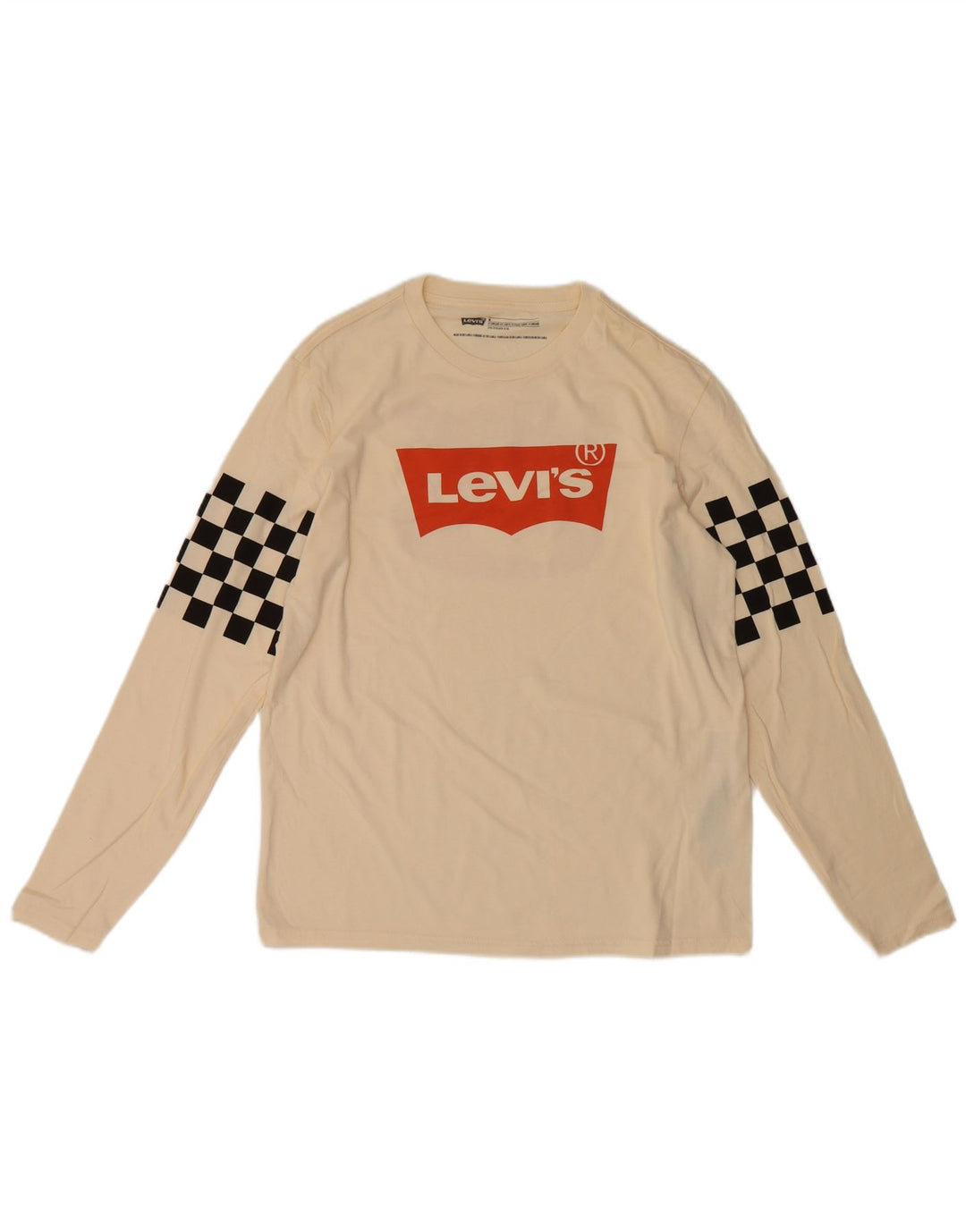 Męski top Levi's o standardowym kroju z grafiką, z długim rękawem, w średnim kolorze złamanej bieli, geometryczny
