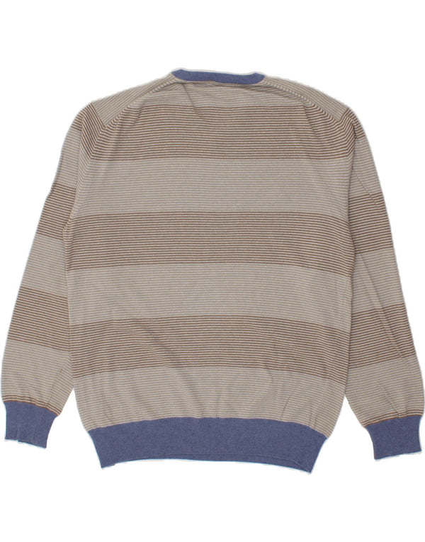 Męski sweter KAPPA z dekoltem w kształcie litery V, 2XL, szara wełna merynosów w paski