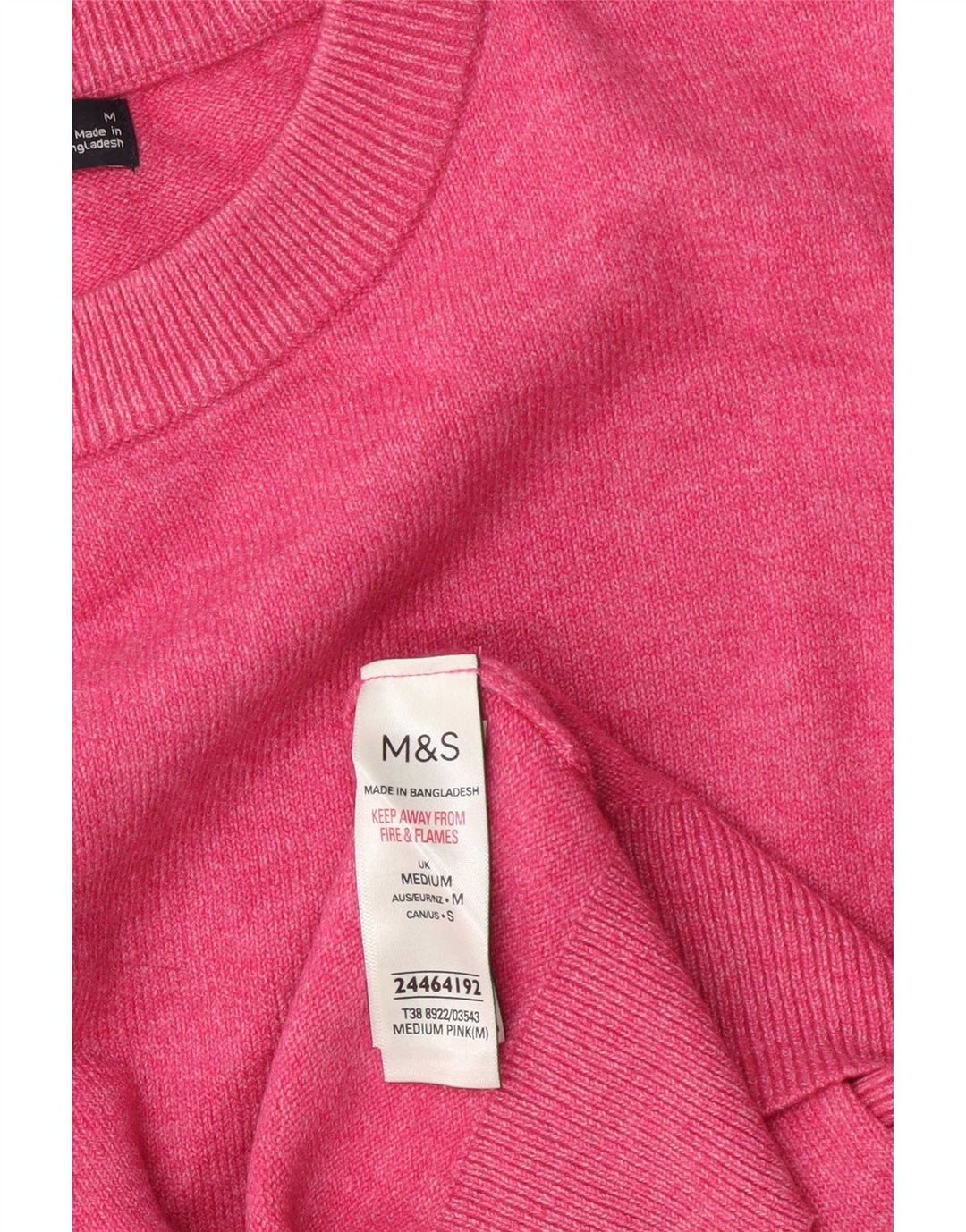 Marks & Spencer Damski sweter z okrągłym dekoltem, UK 14, średni różowy poliester