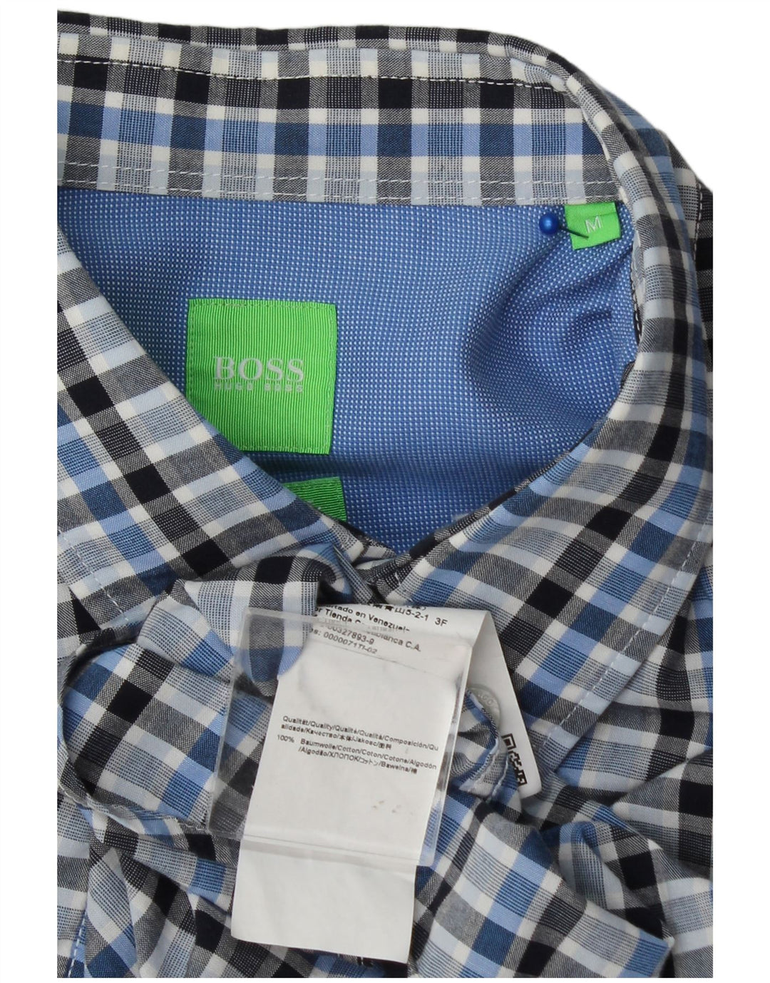 Koszula męska Hugo Boss, bawełniana w średnią niebieską kratkę