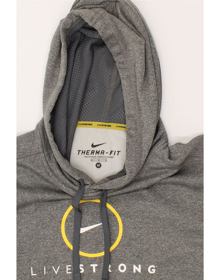 NIKE Mens Therma-Fit Graphic Hoodie Jumper Medium Grey Polyester Vintage Nike and Second-Hand Nike from Messina Hembry 