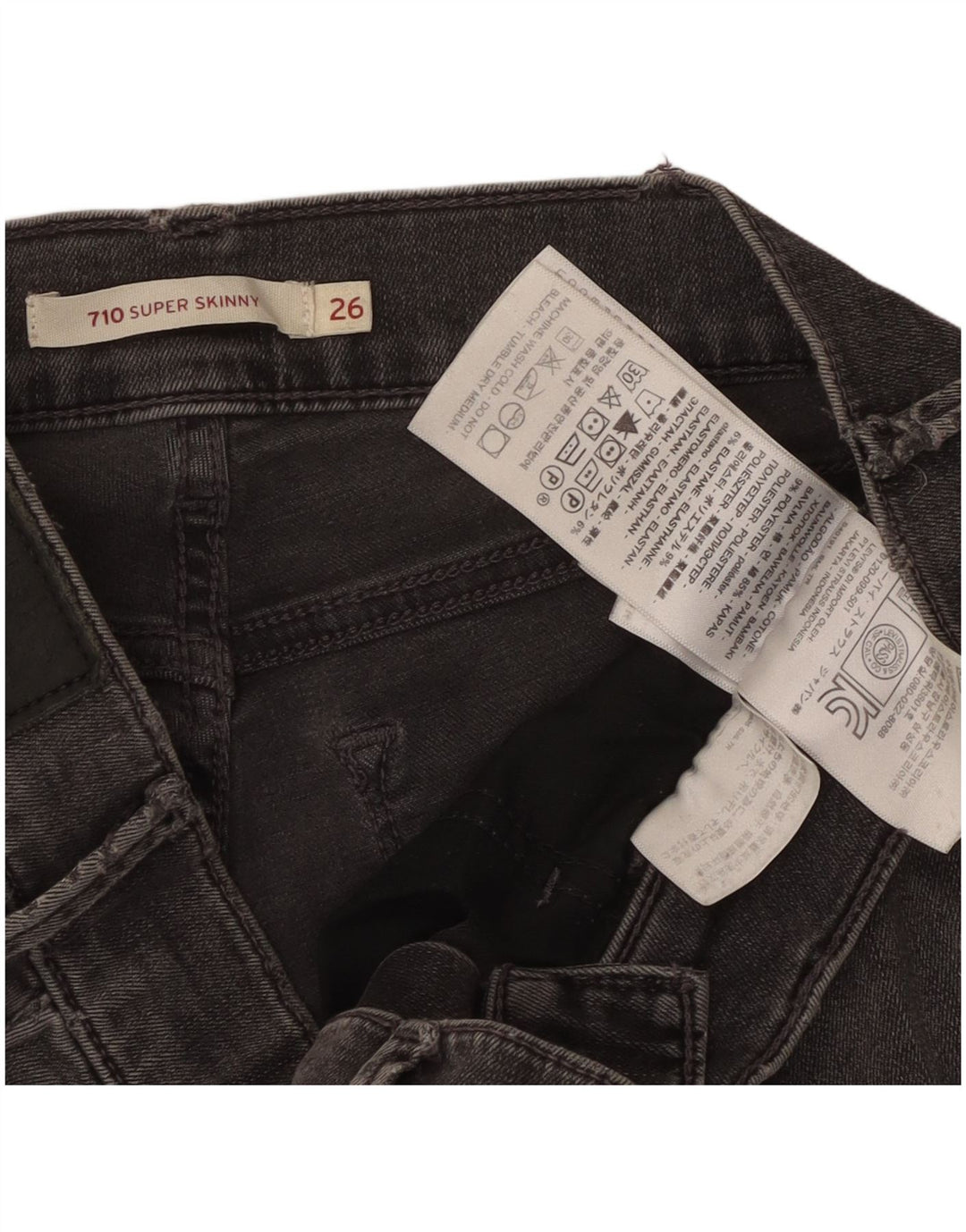 Damskie jeansy LEVI'S 710 Super Skinny W26 L29 Szara bawełna