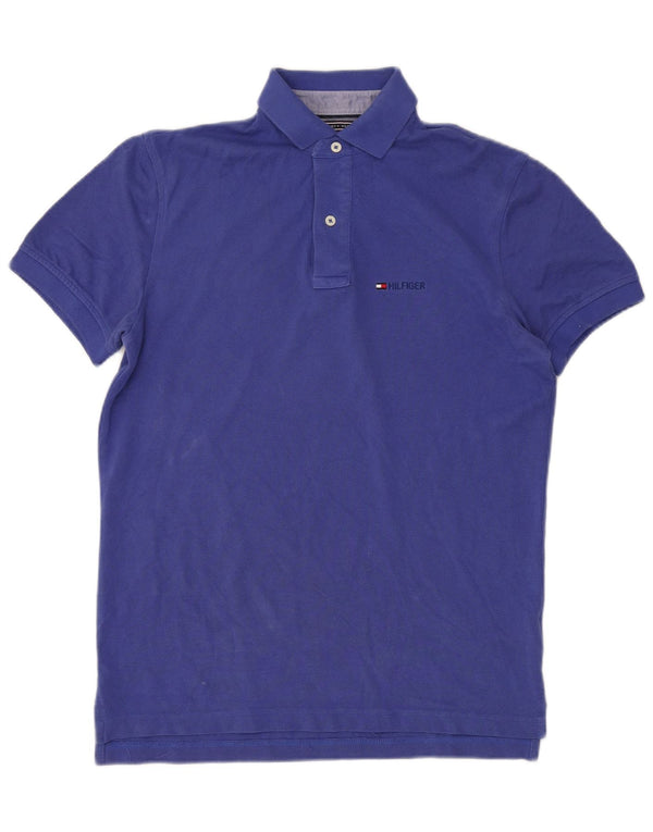 Męska koszulka polo TOMMY HILFIGER, mała, niebieska, bawełniana
