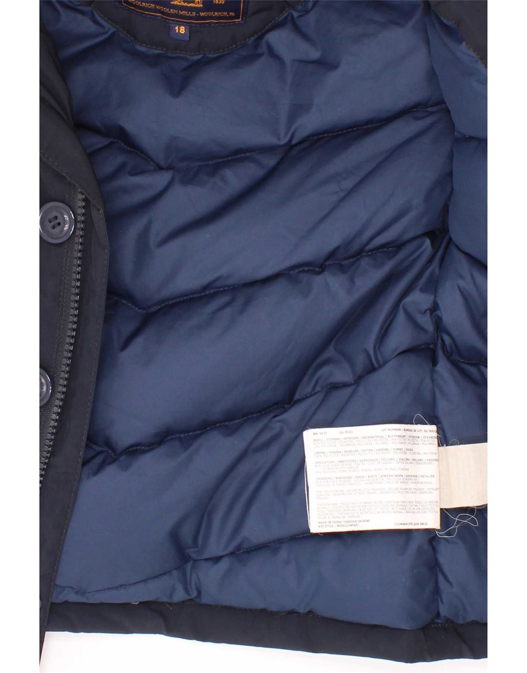 Woolrich Baby Boys Ocieplana kurtka z kapturem 12-18 miesięcy Granatowy poliester