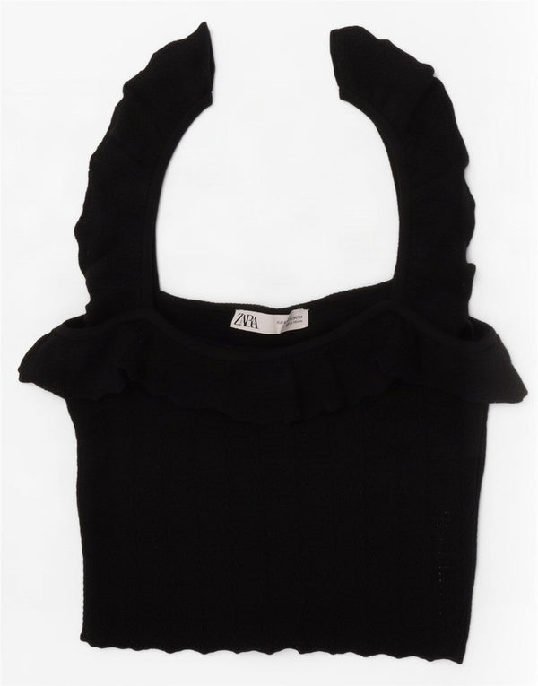 Damski krótki top Zara UK 8 Small, czarna wiskoza