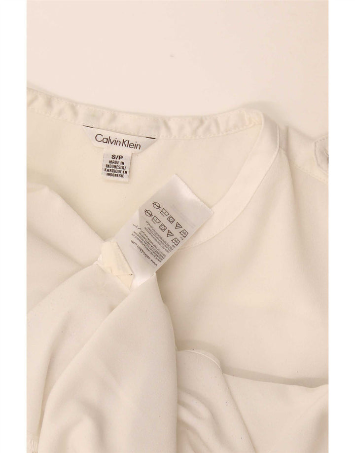 Damska bluzka koszulowa Calvin Klein UK 10, mała, biała, poliestrowa