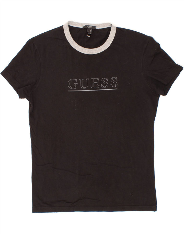 GUESS Mens Graphic T-Shirt Top Medium Black Vintage Guess and Second-Hand Guess from Messina Hembry 