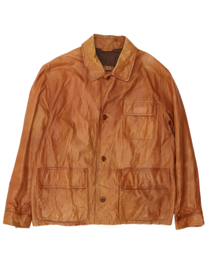 Męska podstawowa kurtka skórzana Vittorio Forti IT 50, duża brązowa skóra