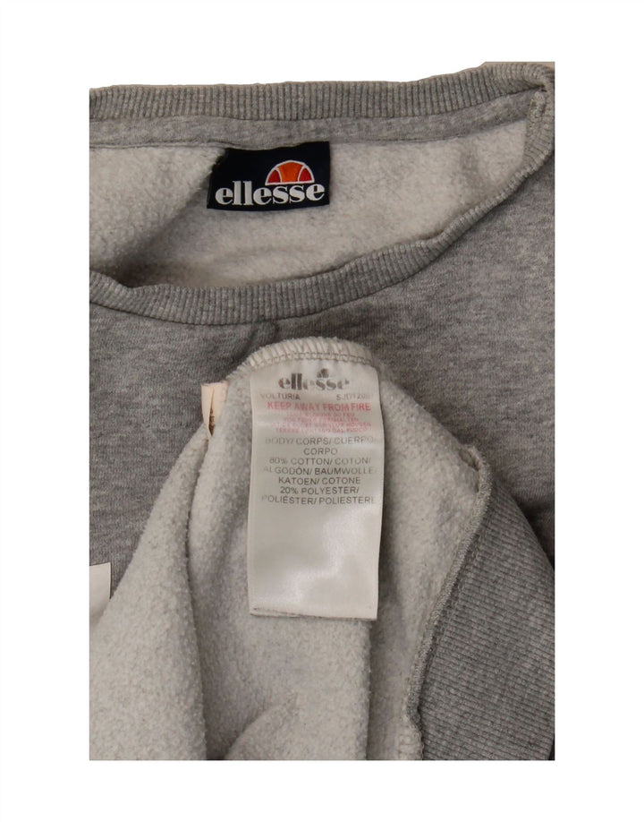 ELLESSE Womens Graphic Sweatshirt Jumper UK 8 Small Grey Cotton Vintage Ellesse and Second-Hand Ellesse from Messina Hembry 