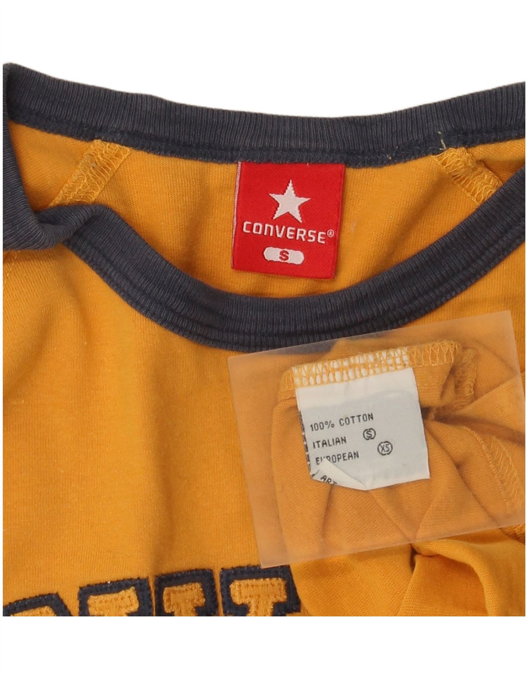 Converse Męski graficzny top z długim rękawem, mały, żółty, bawełniany