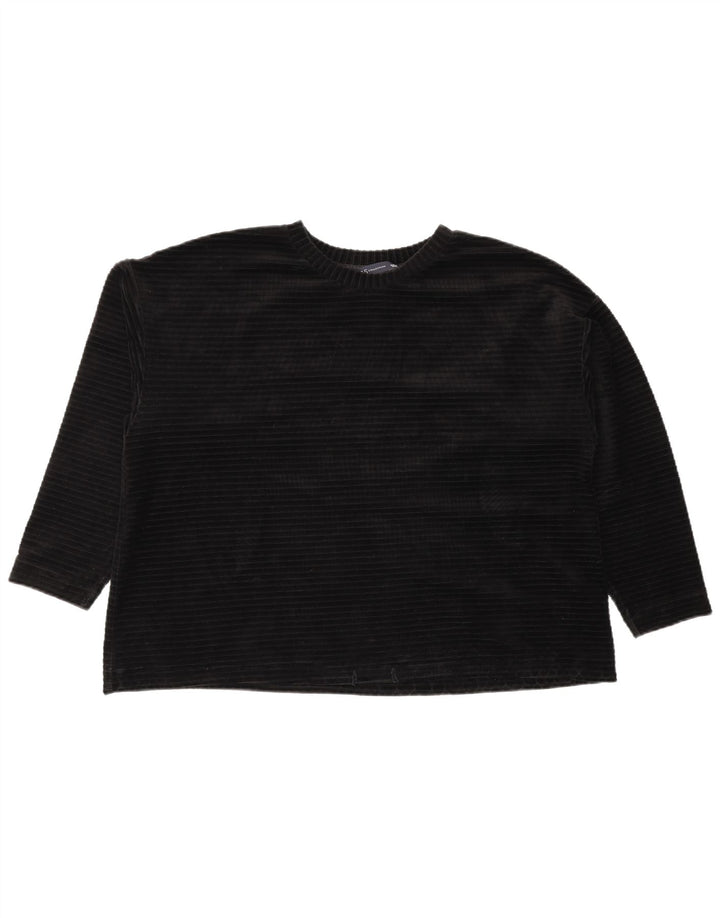 Marks & Spencer Damski sweter welurowy, UK 14, duży, czarny, bawełniany