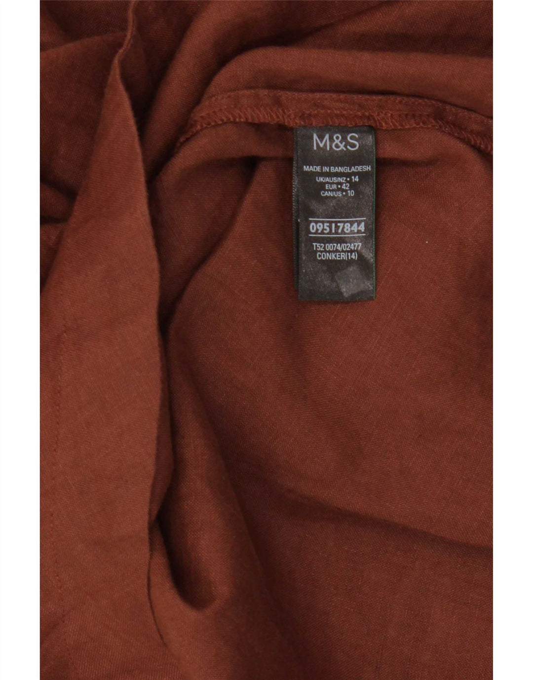 Marks & Spencer Damski top tunikowy UK 14, duży, brązowy, lniany