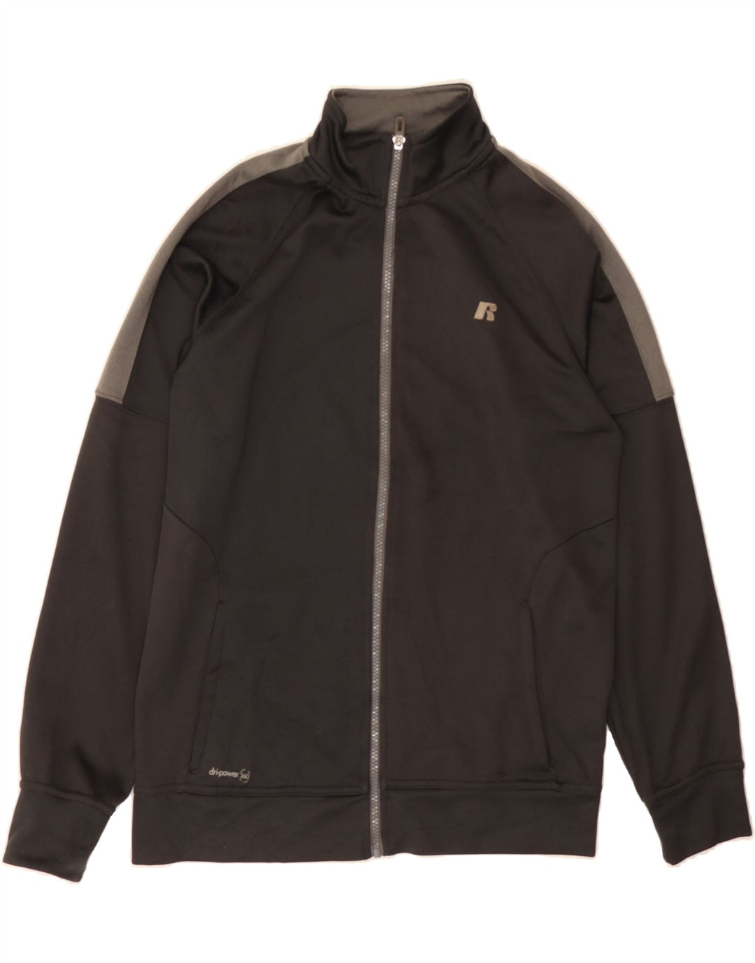 RUSSELL ATHLETIC Mens Dri-Power Tracksuit Top Jacket UK 34/36 Small Grey Vintage Russell Athletic and Second-Hand Russell Athletic from Messina Hembry 