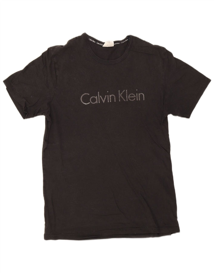 Męska koszulka z grafiką Calvin Klein, średnia czarna bawełniana