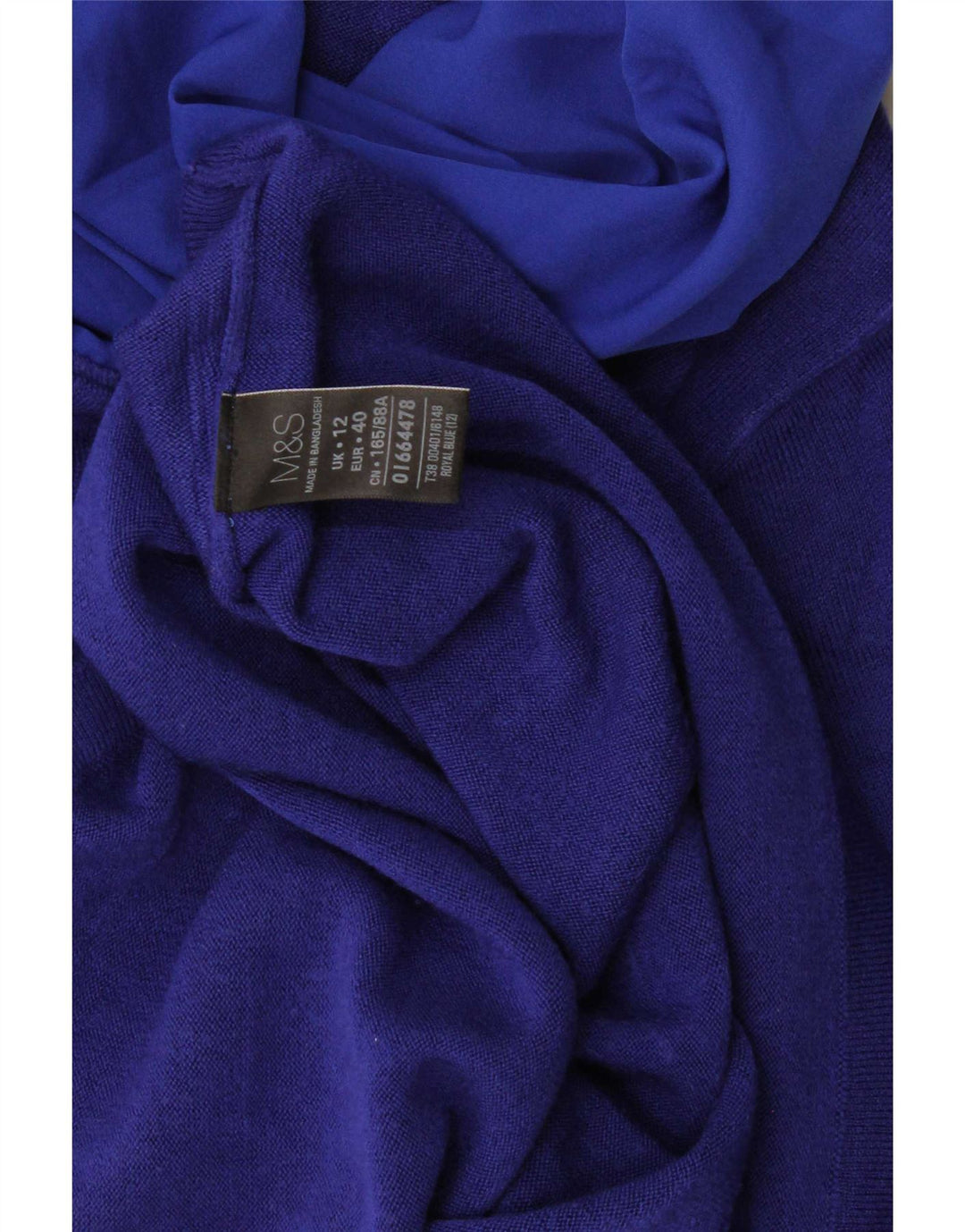 Marks & Spencer Damski sweter z golfem, UK 12, średni niebieski poliester