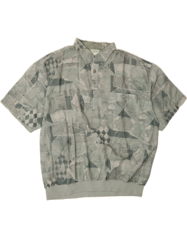 CANDA Mens Short Sleeve Pullover Shirt IT  52/54 Large Green Geometric Vintage Canda and Second-Hand Canda from Messina Hembry 