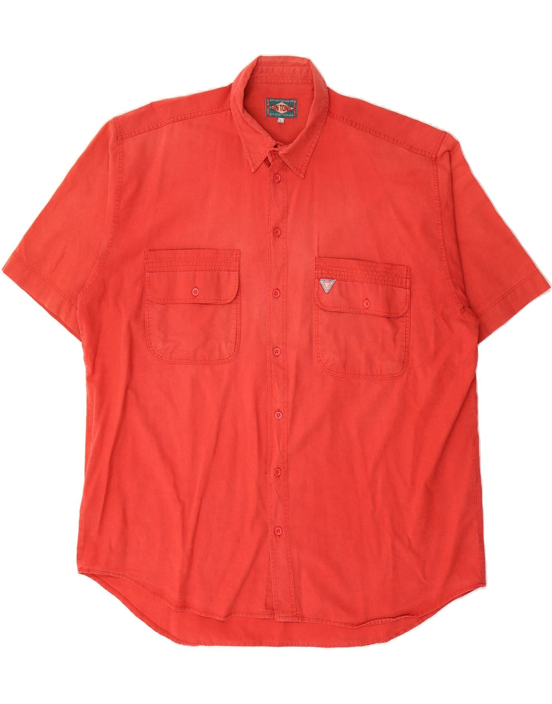 GIN TONIC Mens Short Sleeve Shirt Large Red Cotton Vintage Gin Tonic and Second-Hand Gin Tonic from Messina Hembry 