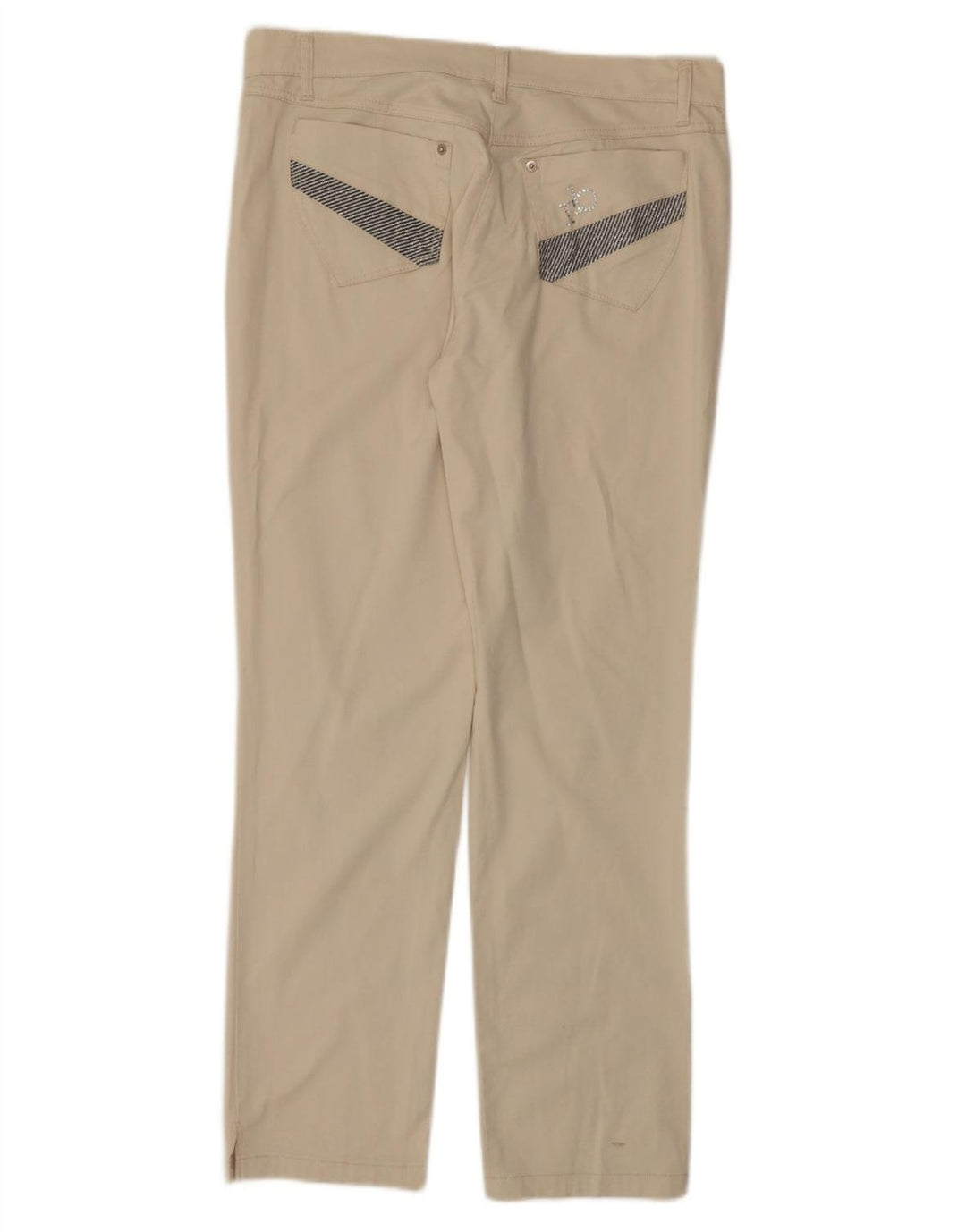 ROCCOBAROCCO Damskie proste spodnie typu casual IT 46 Large W34 L30 Beżowe