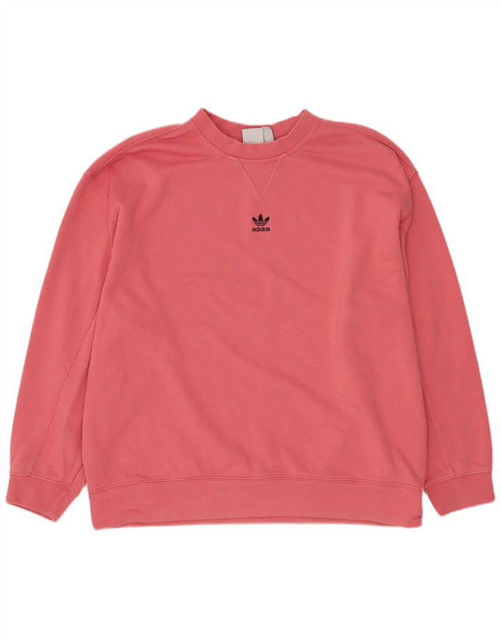 Damski sweter oversize ADIDAS UK 10, mały, różowy, bawełniany