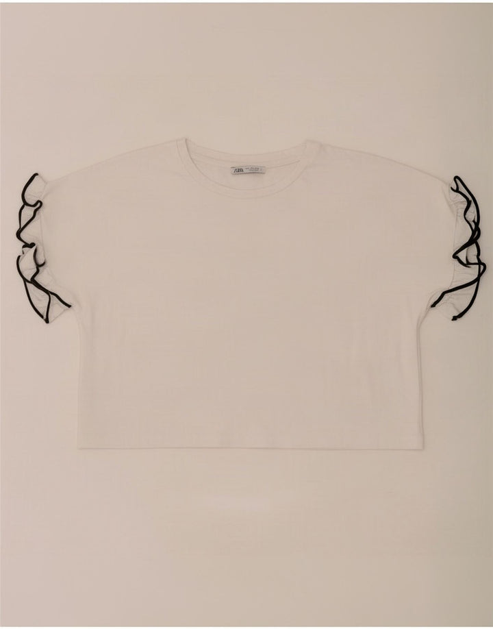 Bluzka damska Zara Crop Oversize Top UK 10 Small White Cotton