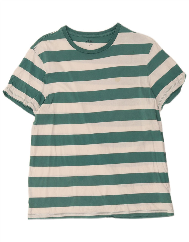 T-shirt męski J. Crew, duży, zielony, bawełniany w paski