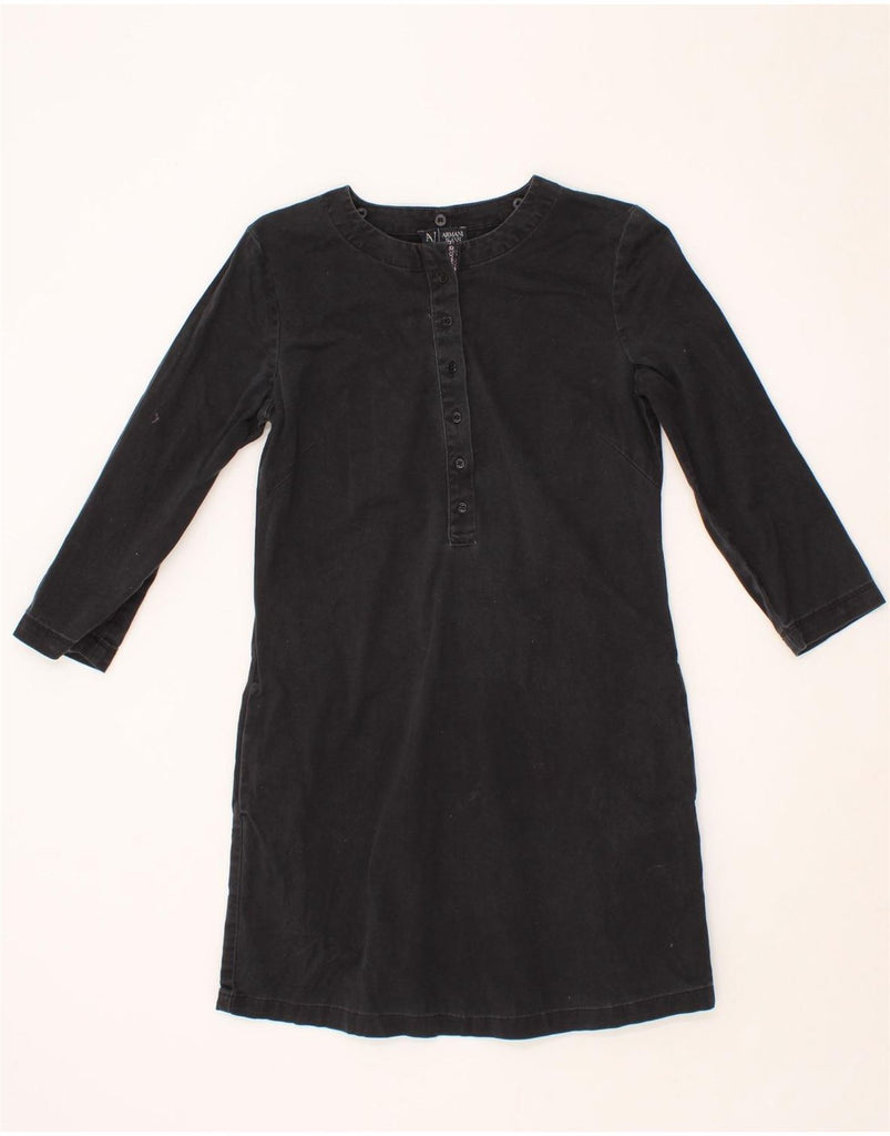 ARMANI Womens 3/4 Sleeve Basic Dress EU 42 Medium Black Cotton Vintage Armani and Second-Hand Armani from Messina Hembry 
