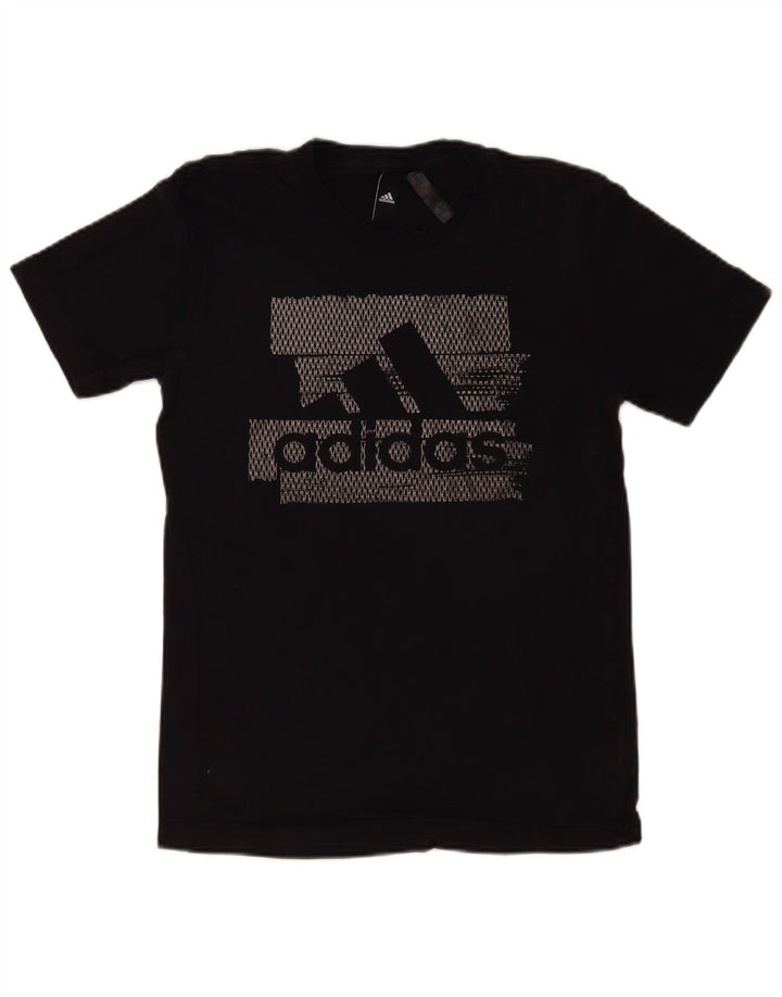 Męski T-shirt z grafiką ADIDAS, mały, czarny, bawełniany