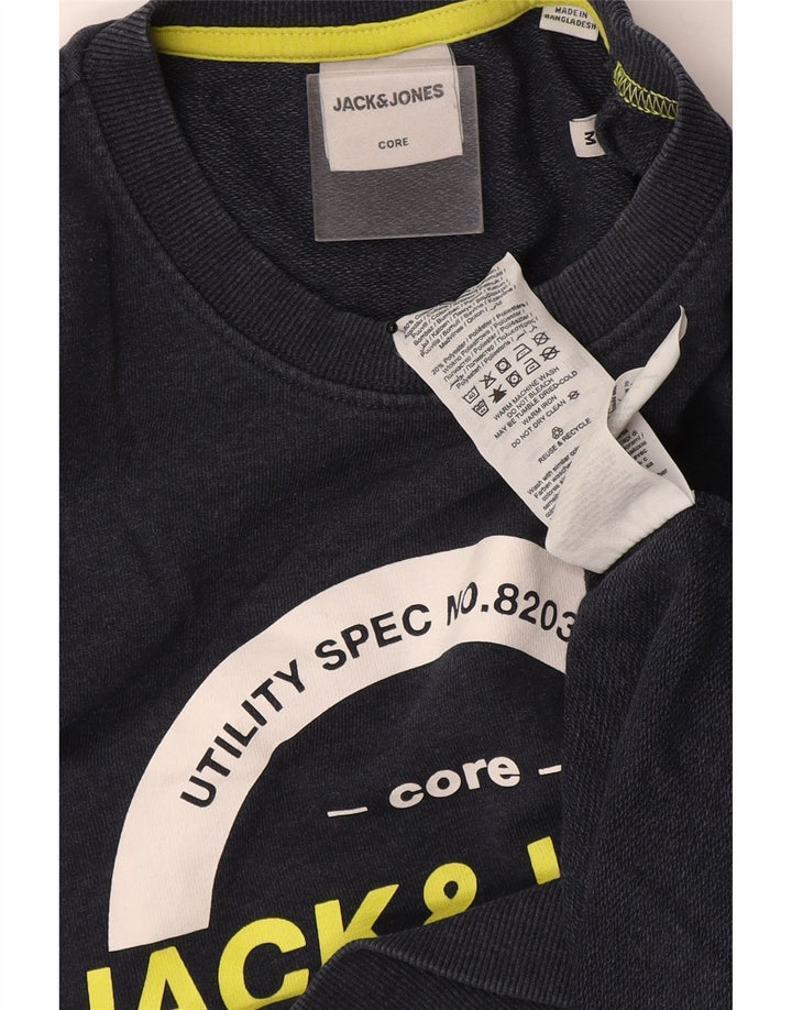 Męski sweter z grafiką Jack & Jones, średni granatowy, bawełniany