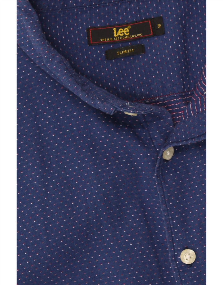 LEE Mens Shirt Medium Navy Blue Spotted Cotton Vintage Lee and Second-Hand Lee from Messina Hembry 