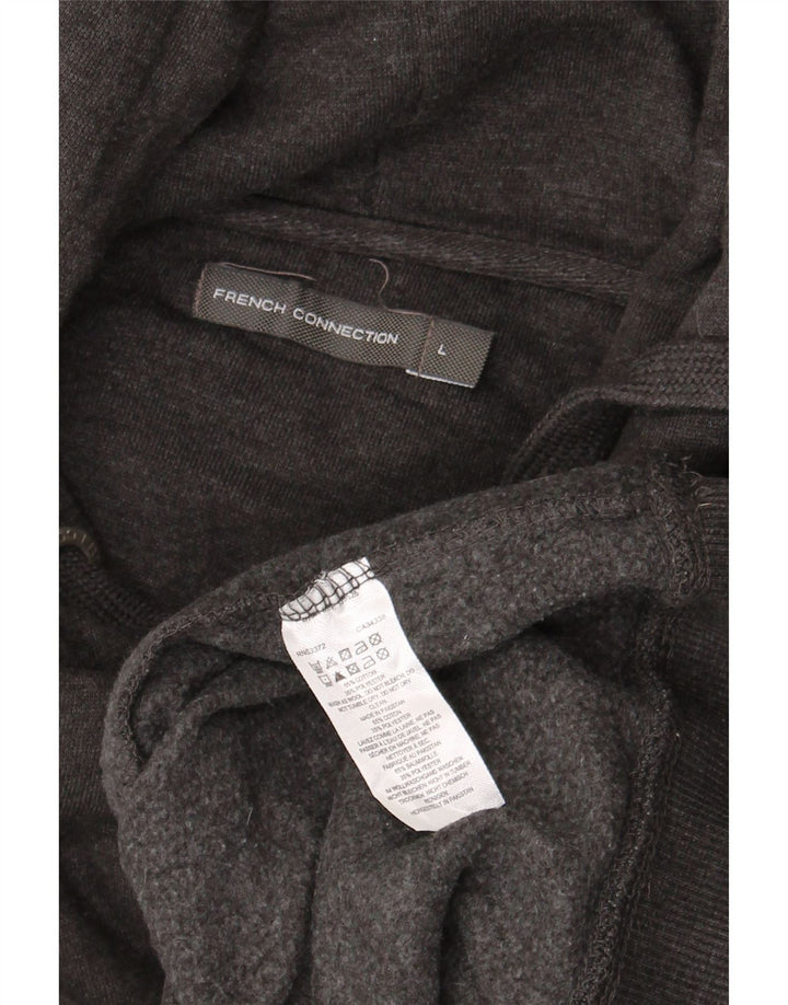 Męski sweter z kapturem French Connection, duży, szary, bawełniany