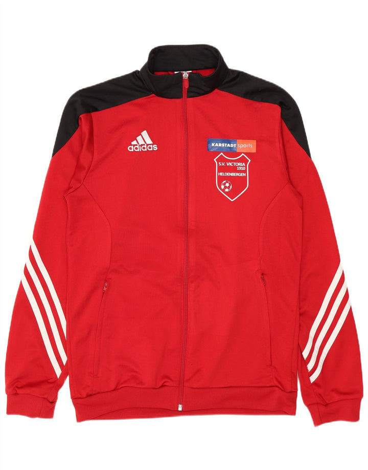 Adidas Męska bluza dresowa z grafiką, mała czerwona, poliestrowa z blokami kolorów