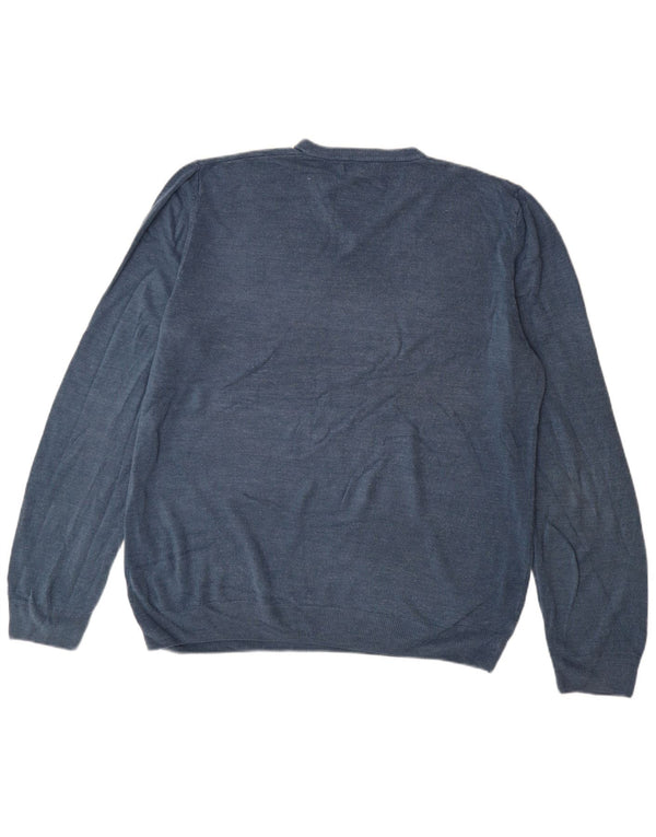 Marks & Spencer Mens V-Neck Jumper Sweater 3XL Blue Acrylic