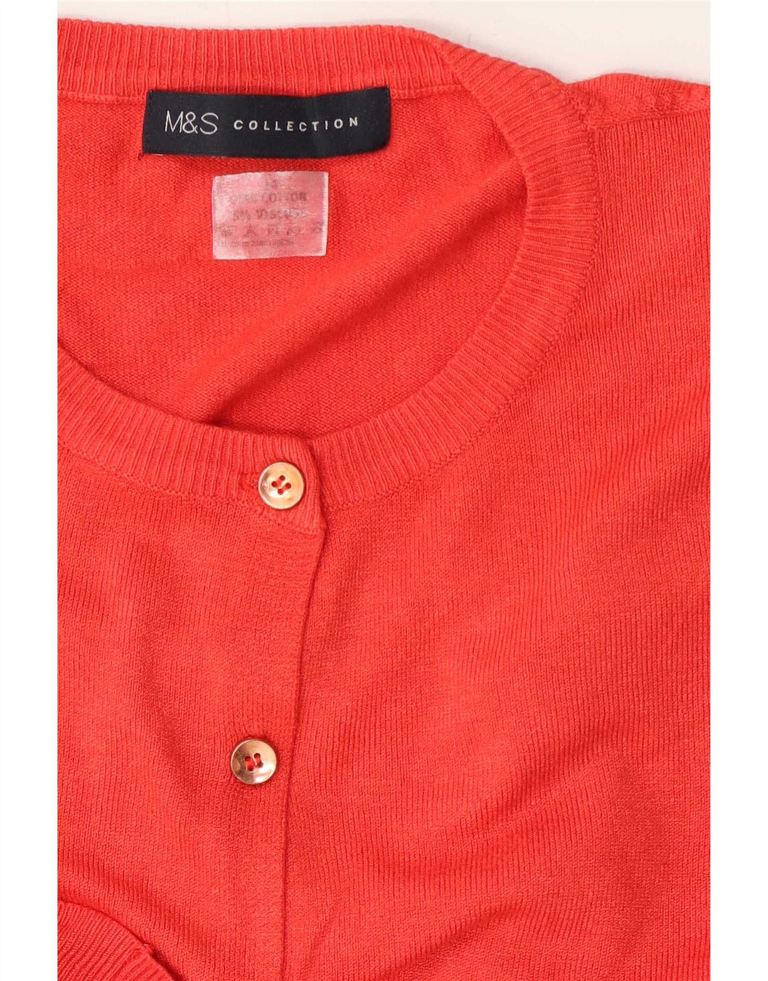 Marks & Spencer Damski sweter rozpinany o regularnym kroju, UK 12, średni czerwony, bawełniany